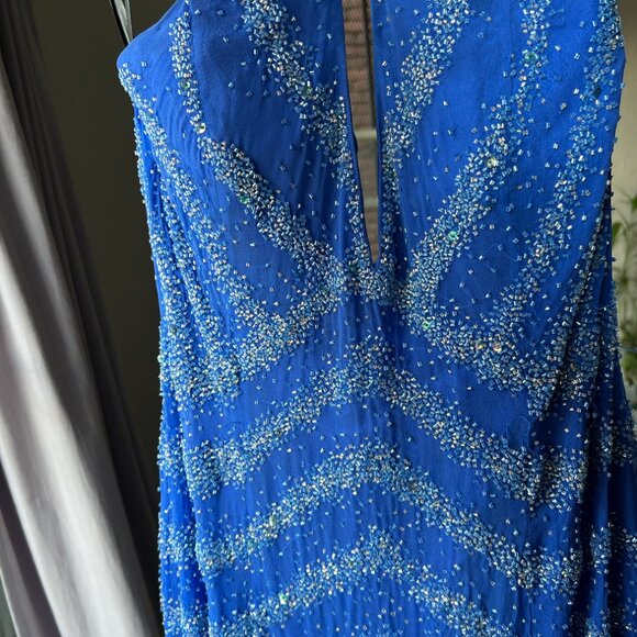 Blue Mermaid Skirt Prom Dress with beautiful beading -- only worn once! - Picture 7 of 10